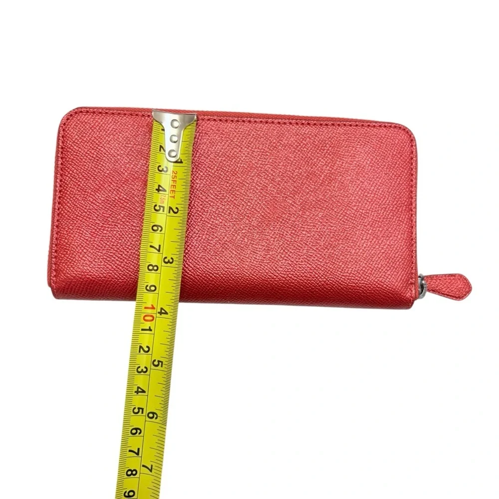 Coach Red metallic leather zipper Wallet